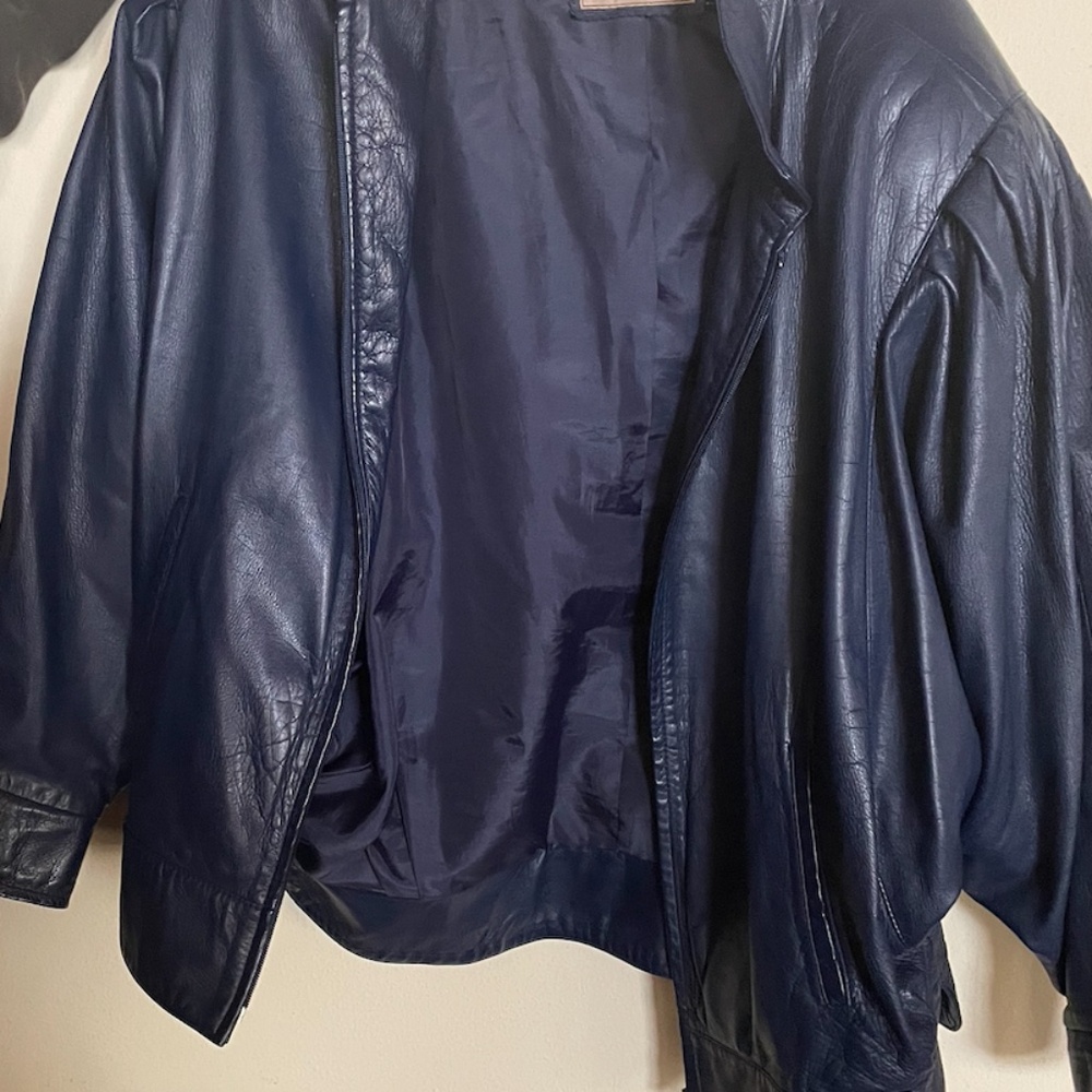 Eugene Navy Leather Jacket